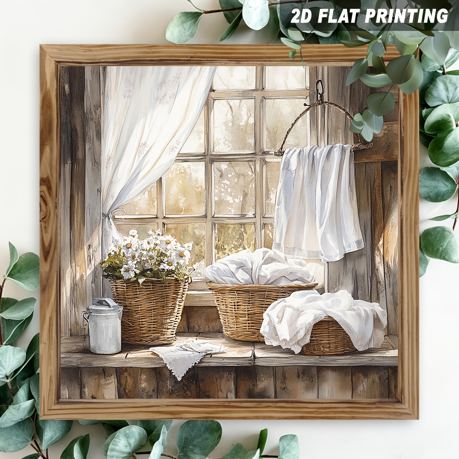 TEMU 2d Flat 1pc, Laundry Day, Wooden Framed Sign, Countryside Charm, Wall Art, Vintage, Home, Farmhouse, Kitchen Decorative Signs And Plaques 8x8
