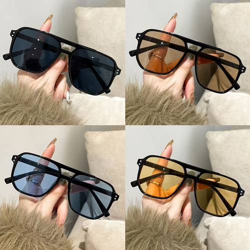 large frame double beam glasses frame mens trendy transparent glasses womens studded fashion glasses trendy mens square frame double beam ins womens influencer glasses
