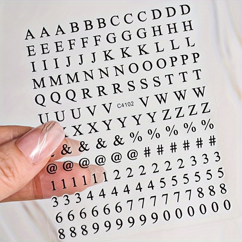 Easy Size Letters Nail Stickers Iridescent English Material Decor Number Letter Assortment Stickers