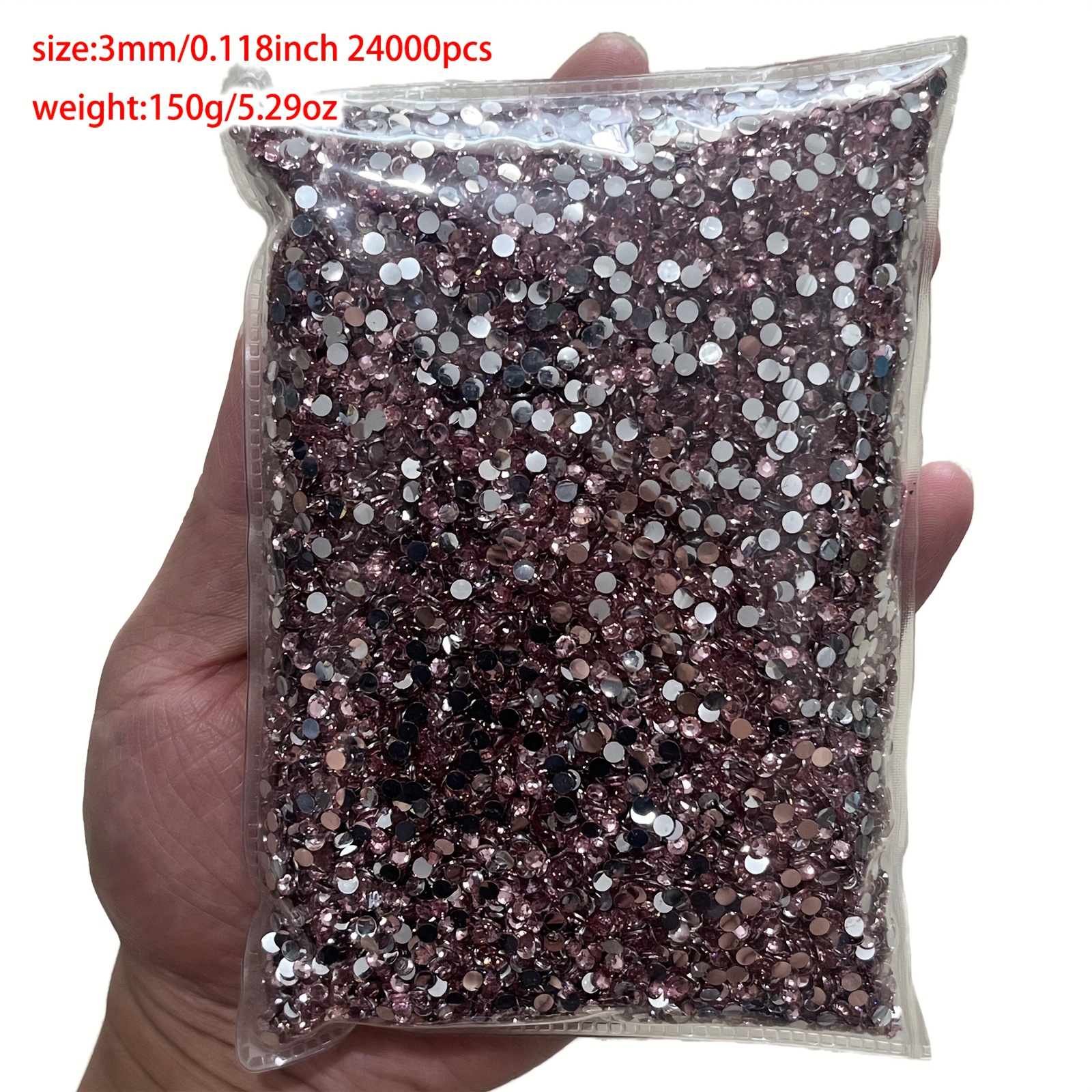 TEMU Large Pack Of 24000pcs, 18 Colors Available / 5d Resin Round Bright For Diy Art, 3mm In Diameter, Each Package Weighs 150 Grams. Silvery