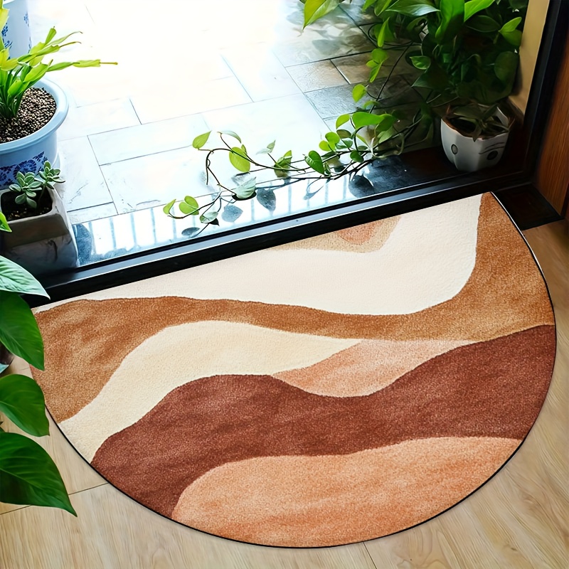 TEMU 1pc, Abstraits en , Tapis de Porte Semi-Circulaire Beige, et Antidérapant, Idéal pour une Utilisation Intérieure et Extérieure, Parfait pour