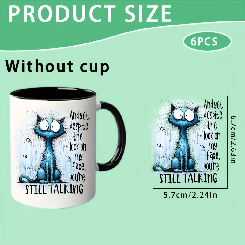 TEMU 6pcs Interesting Animal Uv Printed Stickers, Cup Stickers