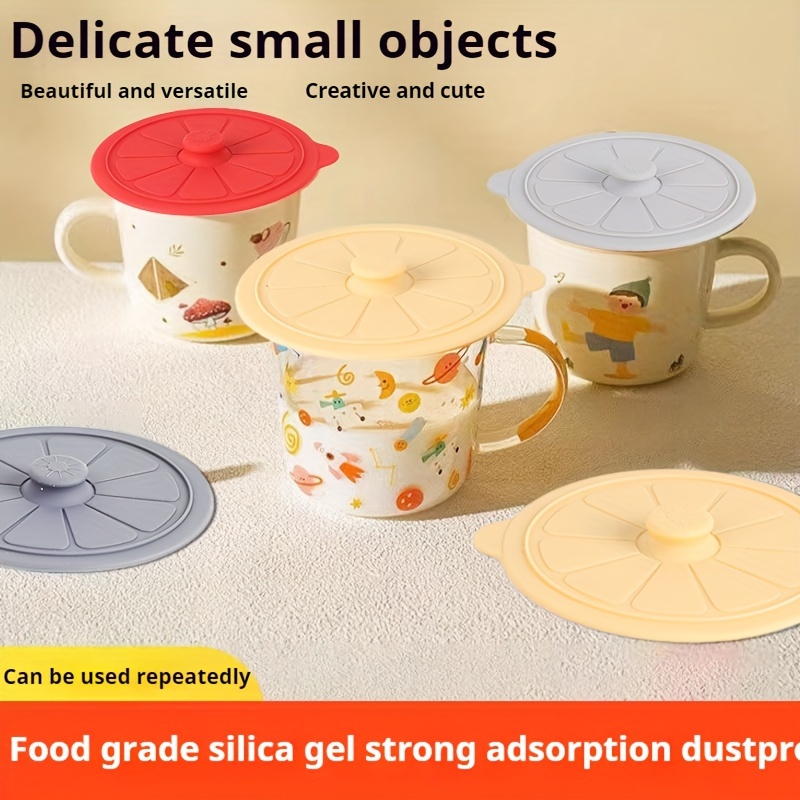 silicone lemon shaped cup lids 1pc dust insect proof food grade reusable fits most mugs cups for home office outdoor use ideal for christmas halloween easter hanukkah thanksgiving details 1