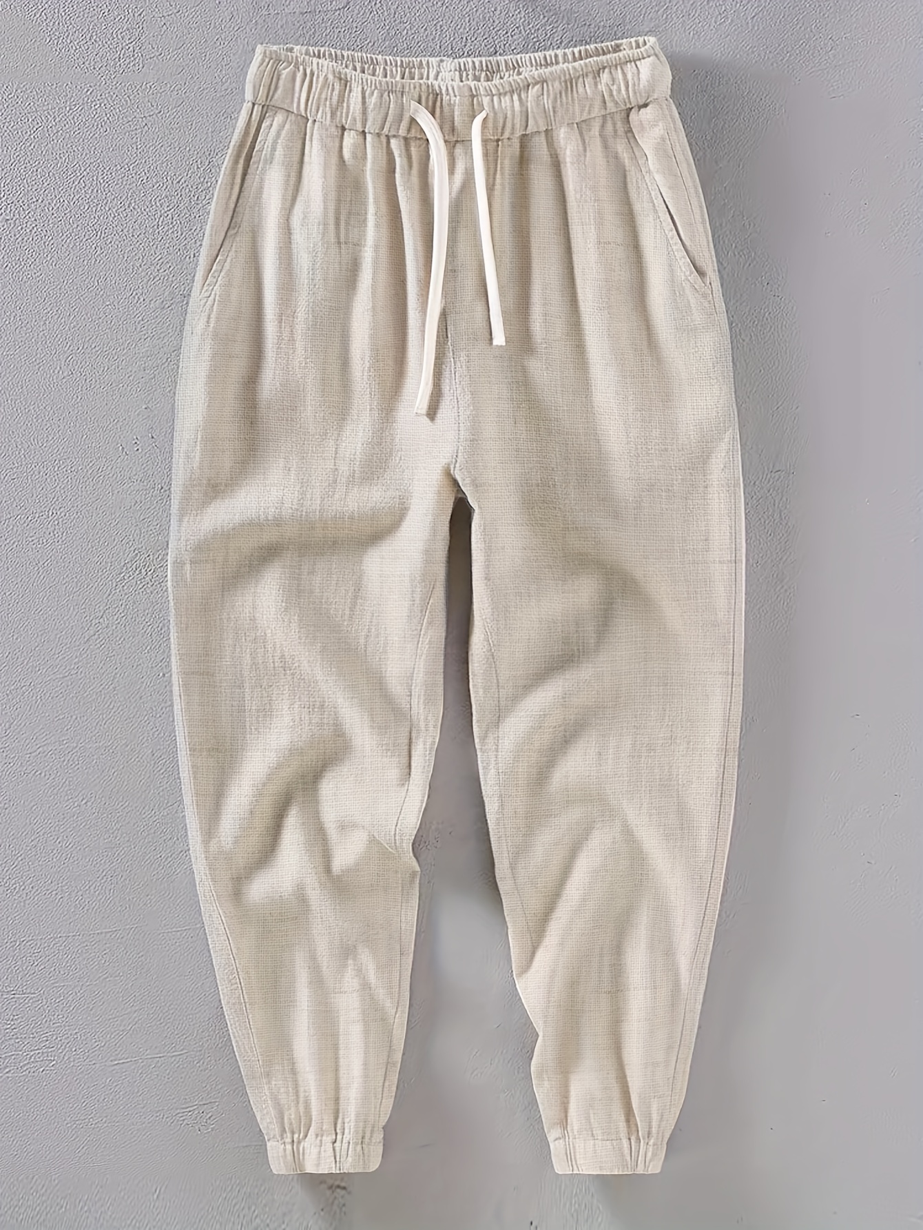 Men's Casual Linen Joggers - Breathable, Comfort Fit with Pockets for All Seasons