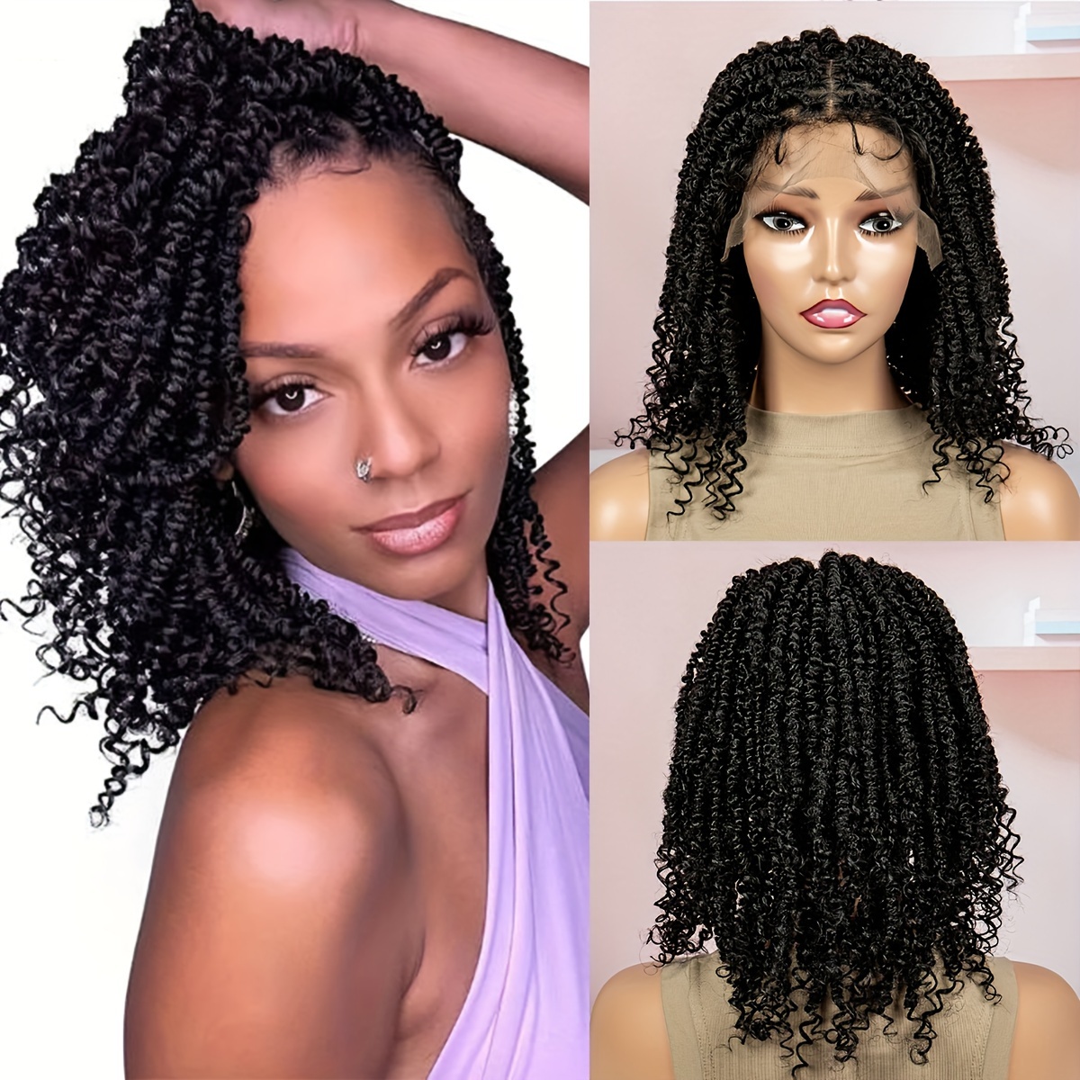 

9*6 Lace Front Box Knotless Braided Wigs For Women Synthetic Lace Distressed Locs Wig For Women