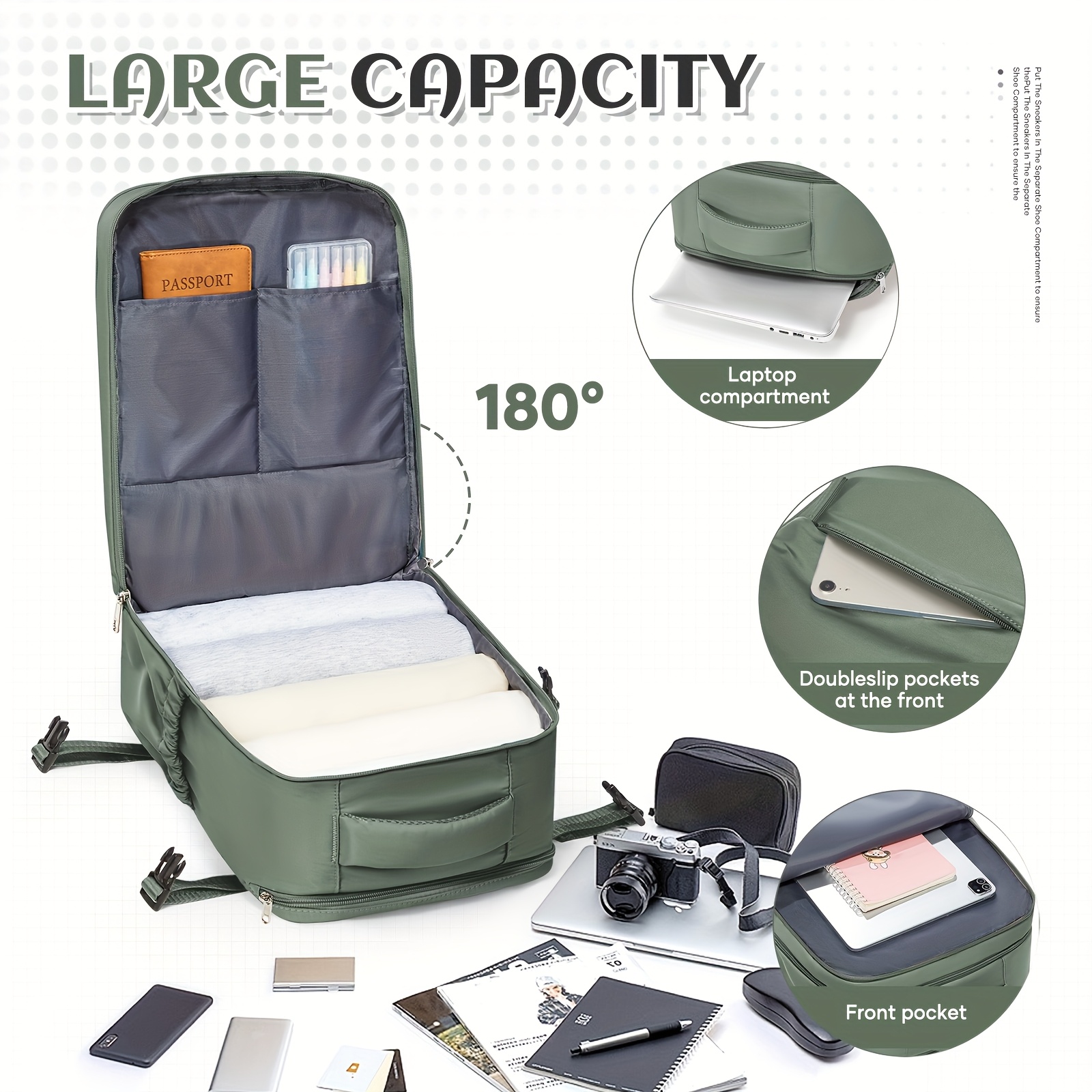 Travel Backpack, Cabin Luggage Bag 40 x 20 x 25cm, Airline Approved  Under-Seat Carry-On Bag, Lightweight Multi-Functional Travel Bag with  Wet/Dry