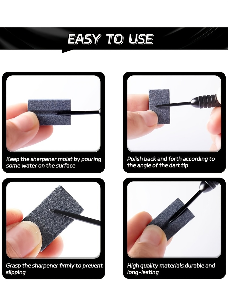 Twee V-vormige dart slijpstenen, eenvoudig te gebruiken voor polijsten en het verwijderen van graten, ontworpen voor duurzaamheid en scherpte, gemaakt van gehard professioneel staal, essentiële tools voor dart accessoires