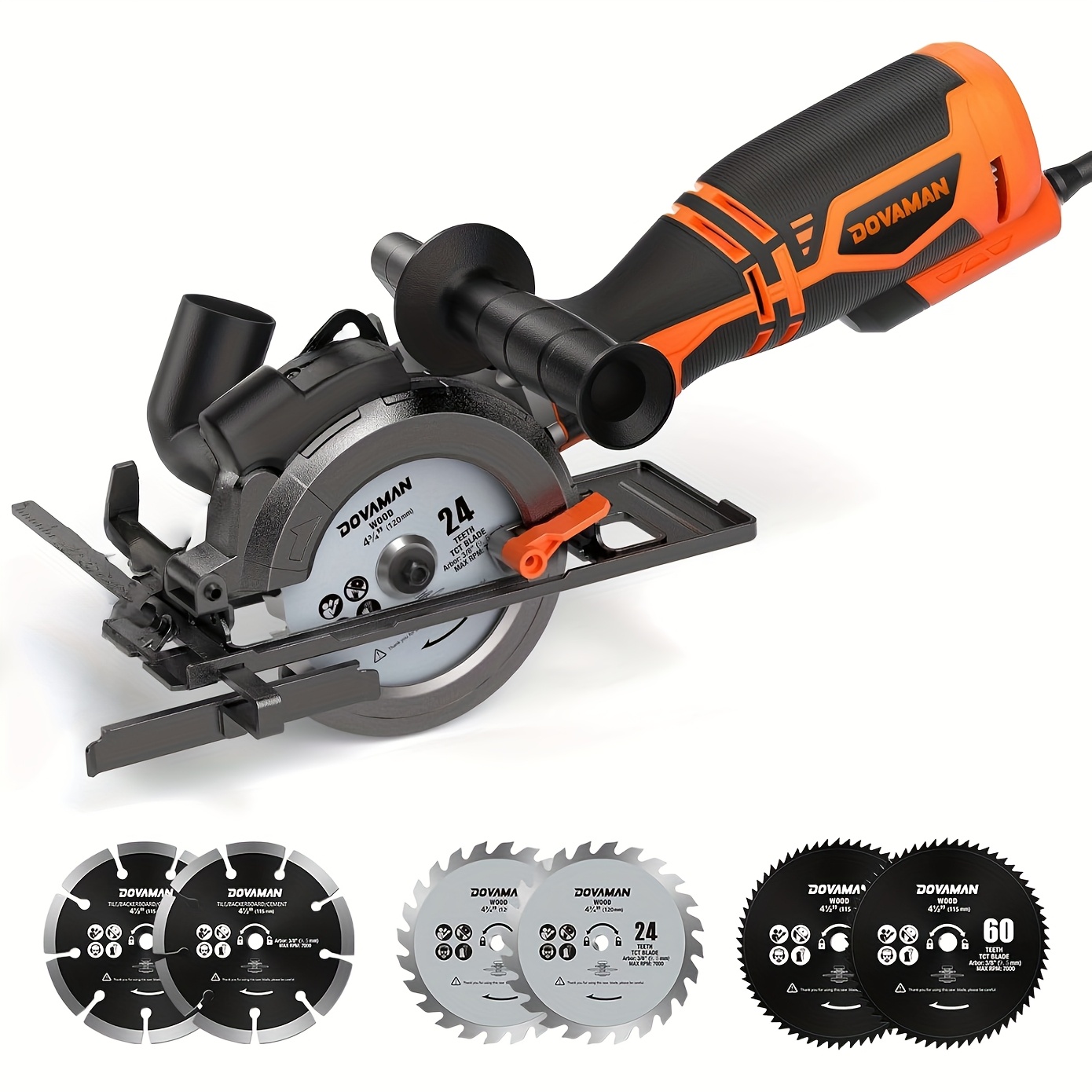 TEMU Circular Saw, 5.8a 4-1/2 Inch Circular Saw, Metal Side Handle, 6 Saw Blades (4-1/2" & 4-3/4"), Max Cutting Depth 1-11/16" At 90°, 1-3/8" At 45°,