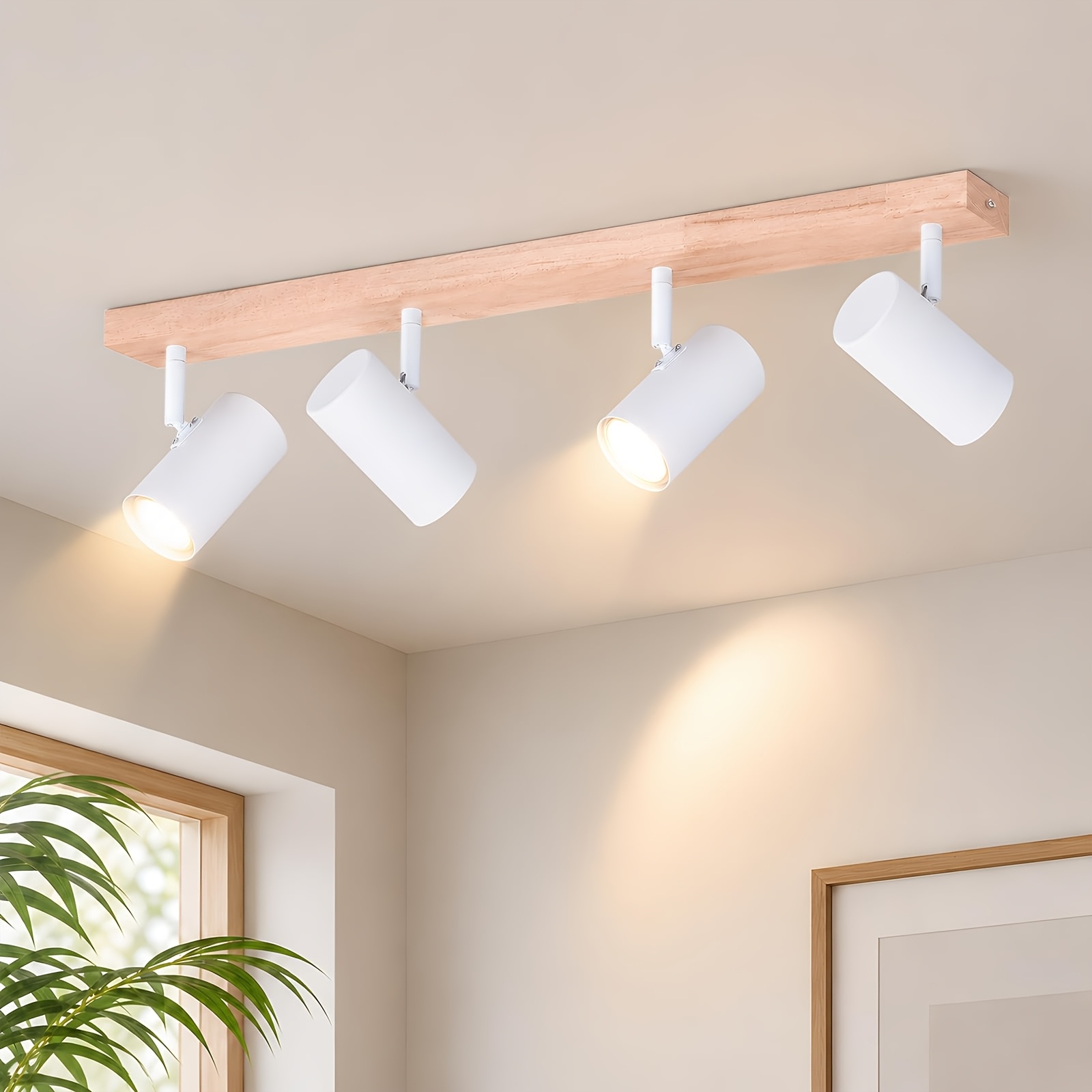 Image of 4-bulb Living Room Ceiling Light, White Gu10 Bedroom Light-suitable For Bedrooms, Living Rooms, And Kitchens; Ideal For Spaces Of 20 Square Meters. A - Light Fixture. Bulbs Not Included.