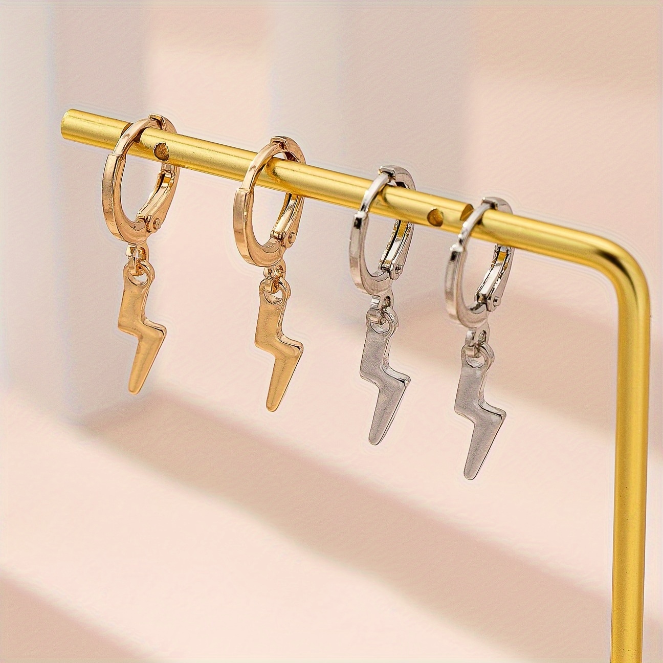 Lightning Shape Pendant Earrings, Fashionable Design