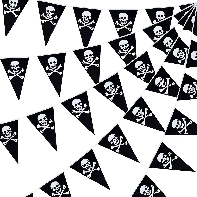 20pcs Pirate Pennant Banner String, Halloween Party Decoration, Caribbean Pirate Themed Bar Scene Decor Hanging Flags