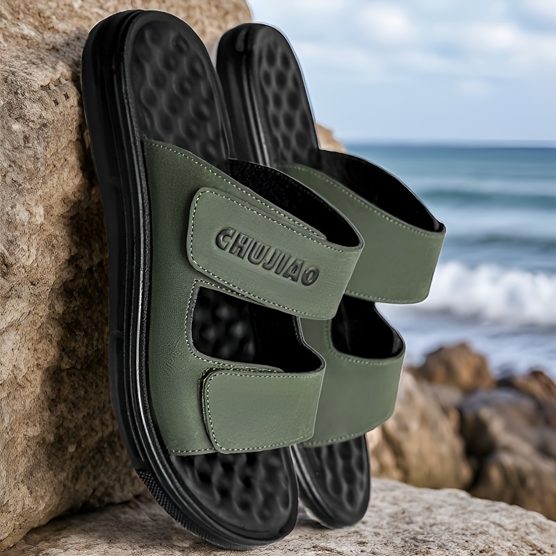 TEMU Men's Wide Size Lightweight Slippers - Beach Sandals With Open-toe, Slip- Indoor/outdoor Casual Shoes Suitable For Spring Summer, Vacation &