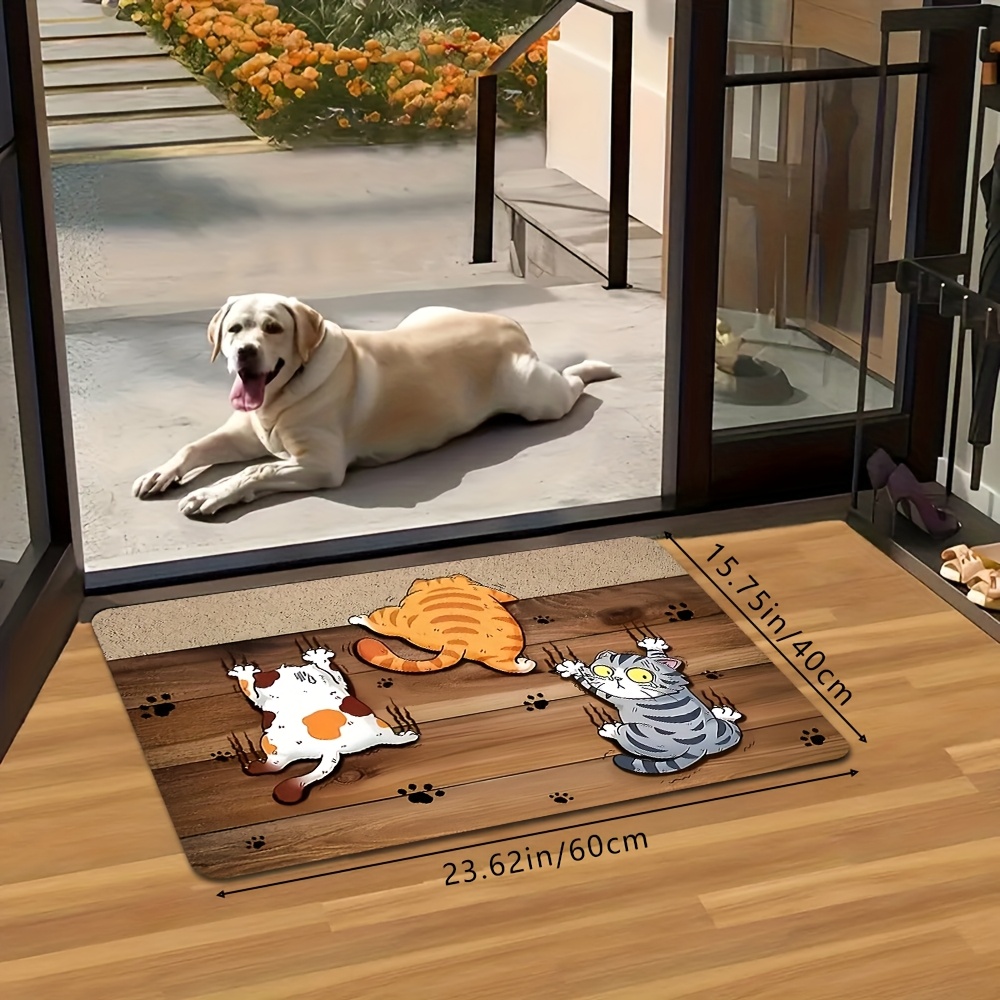 TEMU 1pc, 3 Cartoon Kitten Pattern Spring And Summer Decoration Entrance Door Mat, Non-slip Holiday Universal Decorative Floor Mat, Bedroom, Living