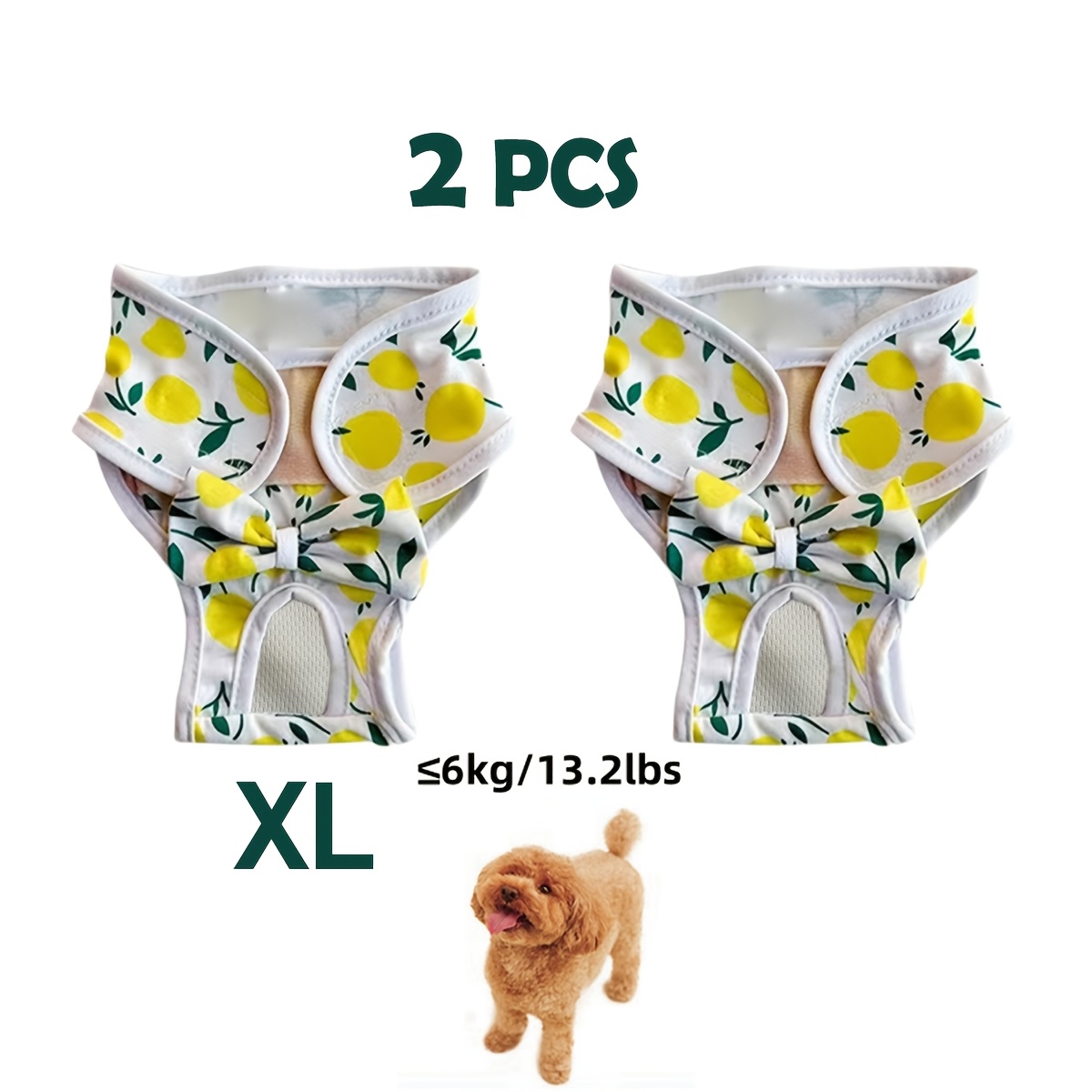 TEMU 2pcs Couches pour chien réutilisables, Absorbance réglable, Culottes pour chien lavables en polyester, Sous-vêtements menstruels réutilisables