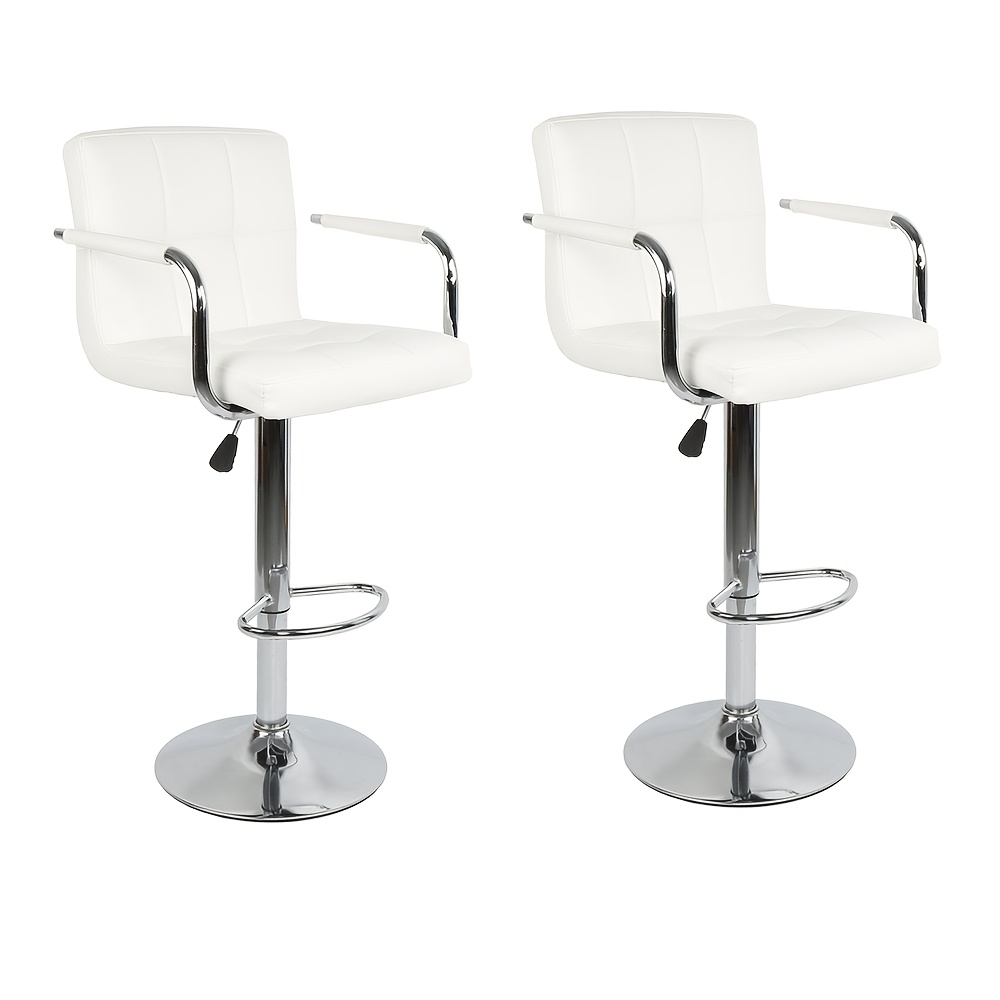 TEMU Set Of 2 Bar Stools With Armrests, Swivel Bar Stools, And Lounge Chairs With Backrests; Suitable For Bars And Living Rooms; White