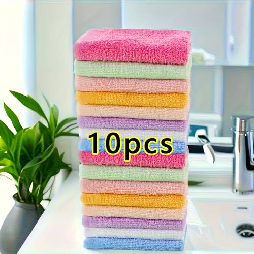 10pcs 20pcs bamboo fiber washcloth multi functional small washcloth super soft and absorbent random color package multi purpose facial and cleaning small washcloth home and bathroom supplies