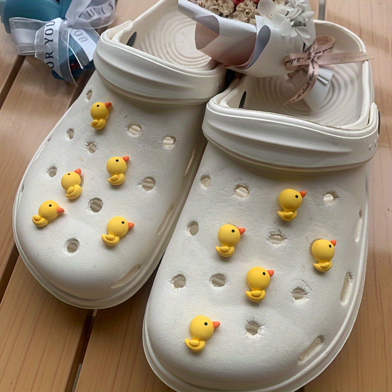 12 30Pcs 3D Yellow Duck Shoes Charms for Croc Clog Slides Sandals