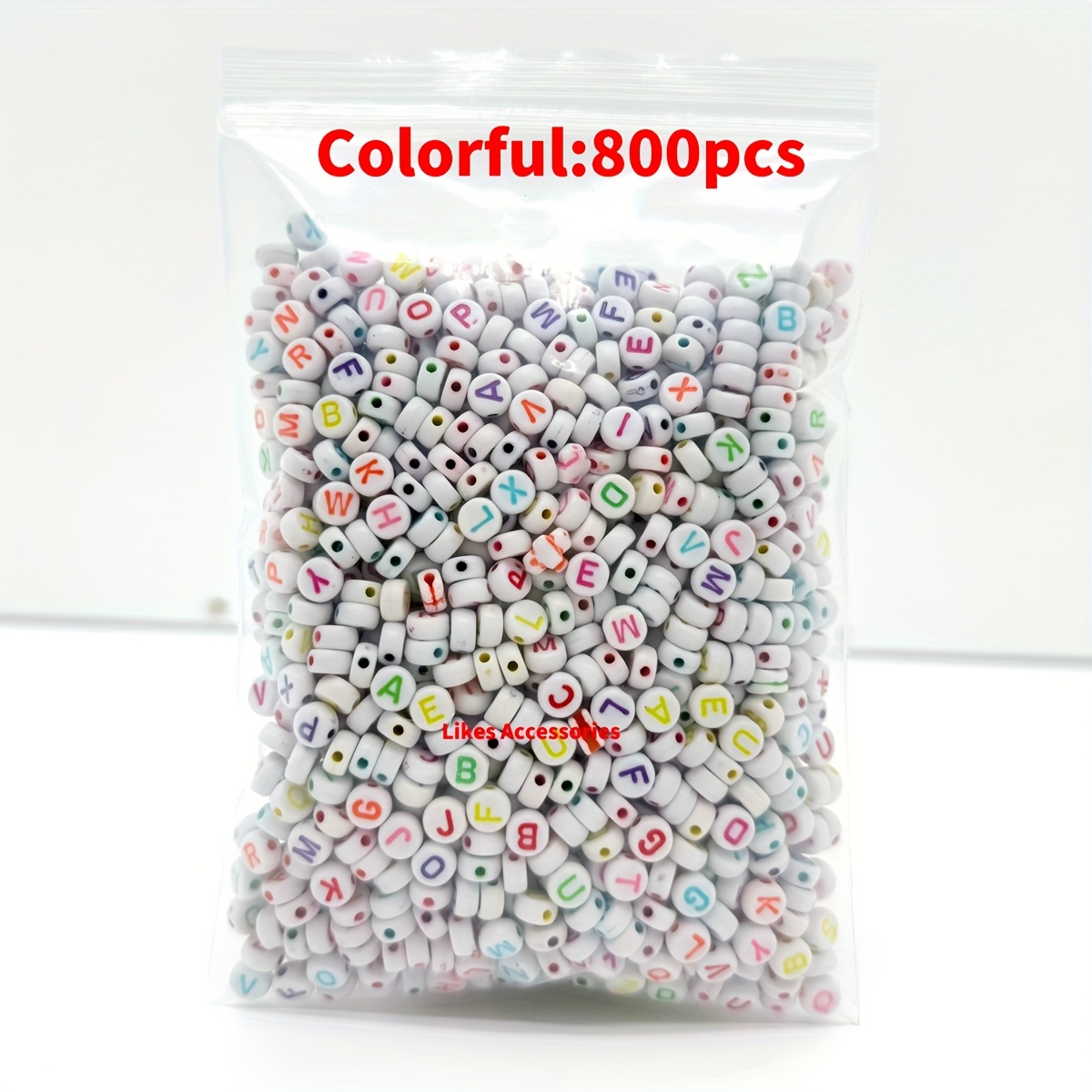 Image of 200/400/800pcs 4x7mm Assorted Acrylic Letter Beads, Random Mixed Colors, Bracelets, Necklaces, Handicrafts, Small Business Supplies With Storage Bag