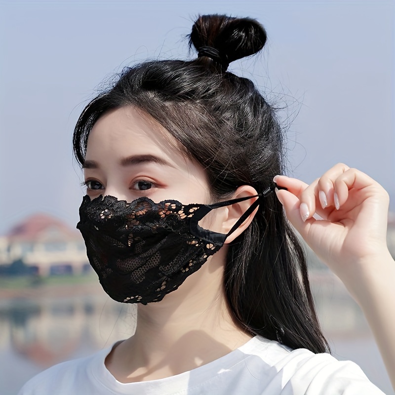 3pcs Elegant Lace Face Masks for Women - Breathable, Sun-Protective & Dustproof - Perfect for Outdoor Activities, for Winter, Autumn details 0