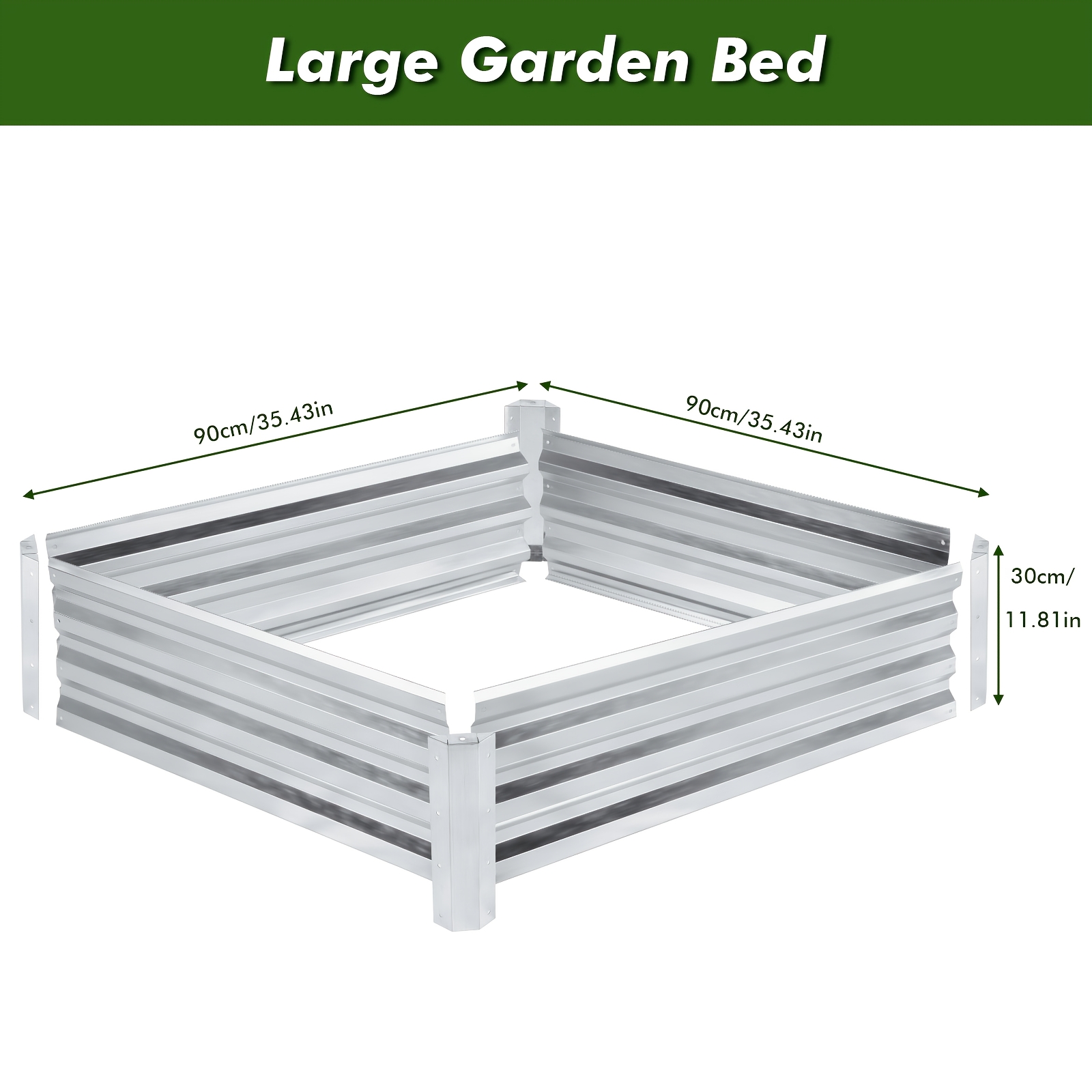 1-pack 90 X 90 X 30cm Metal Planter Boxes, Easy Assembly With Safety Edges, Multiple Colors, Rust Resistant