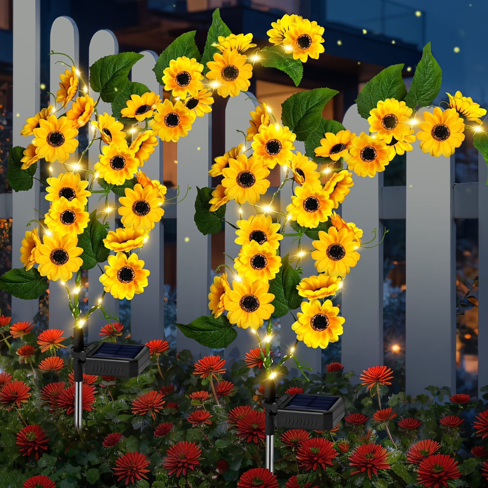 

2/4 Pack Solar Garden Lights, New Sunflower Lights For Outside, Solar Vine Lights With Sunflowers, Outdoor Decor For Yard, Patio, Pathway, Gardening Gifts For Women