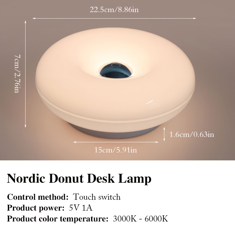 Donut Touch Lamp with 3-Color Dimmable Table Light