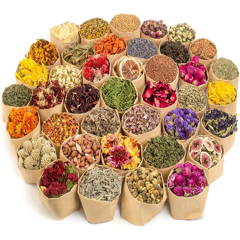 TEMU 10 Bag Random Dried Herbs Kit Dried Botanicals Bulk Lavender Rose Material Combo House Wiccan Spell Altar Supplie Candle Sachet Meditation