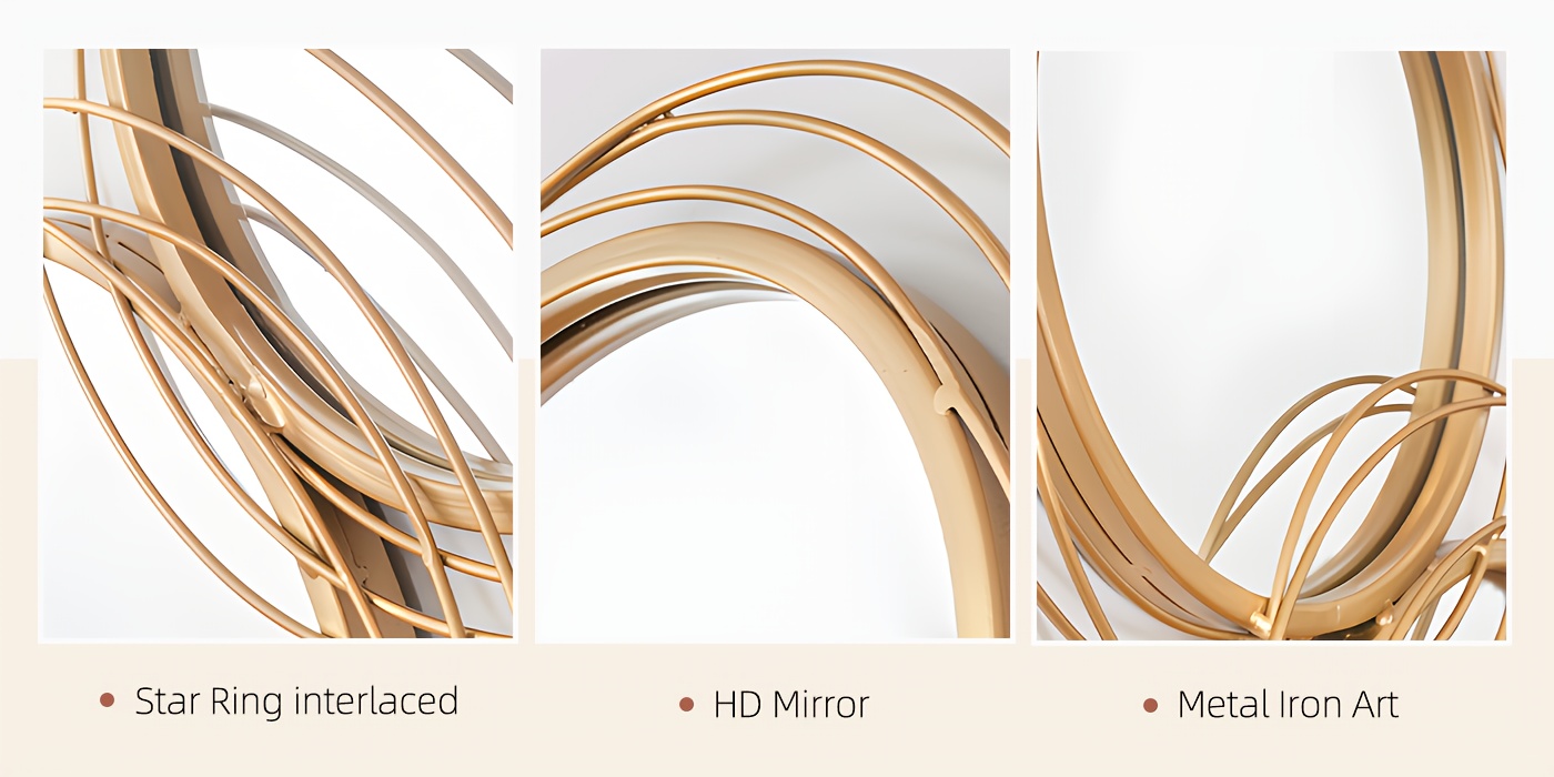 Elegant Modern Golden Star Ring Wall Mirror - 43.3" x 20.5" 9 Elegant Modern Golden Star Ring Wall Mirror