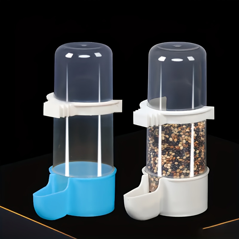 Image of Set Of 2 Automatic Bird Feeders And Water Dispensers - Transparent, Easy-to-use Cage Additions Suitable For Bird - Durable Pp Material Feeding And Watering Kit, Easy To Clean