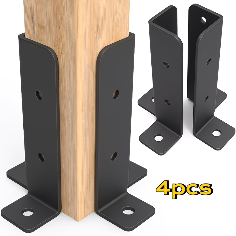 TEMU 4/8pcs Adjustable Deck Post Anchor Brackets, Suitable For 1.5x1.5-2x2-2x4-4x4 Posts, Heavy-duty Metal Support For Wooden Fences And Gazebos, ,