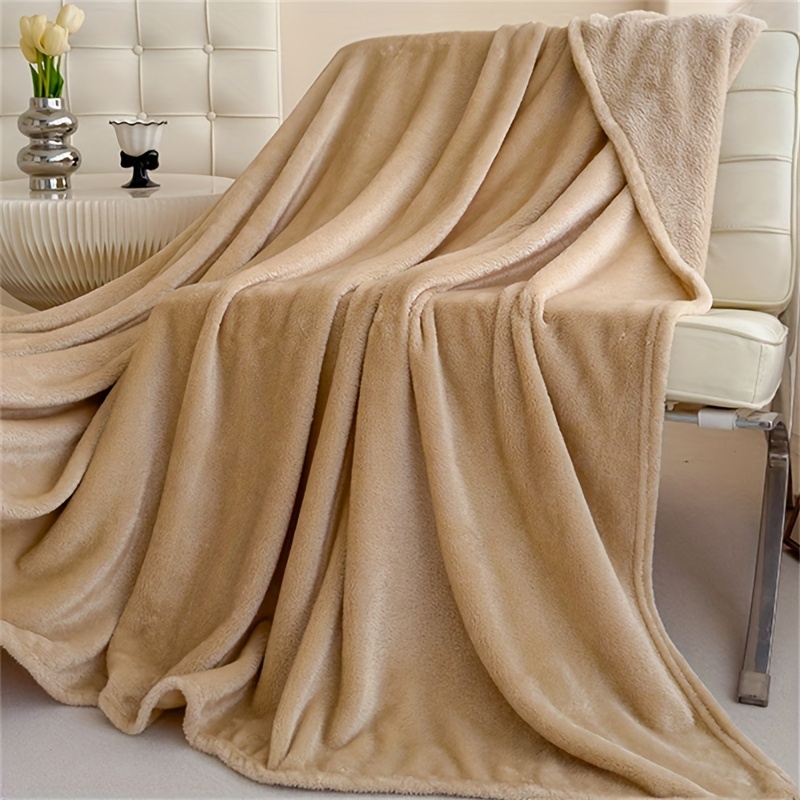 Temu Μια Μονή Ελαφριά Καλοκαιρινή Βελούδινη Κουβέρτα σε Μονόχρωμη Απόχρωση, Ευέλικτη για Χρήση ως Ριχτάρι, Κουβέρτα για Υπνάκο, Κατάλληλη για Καναπέ,-image