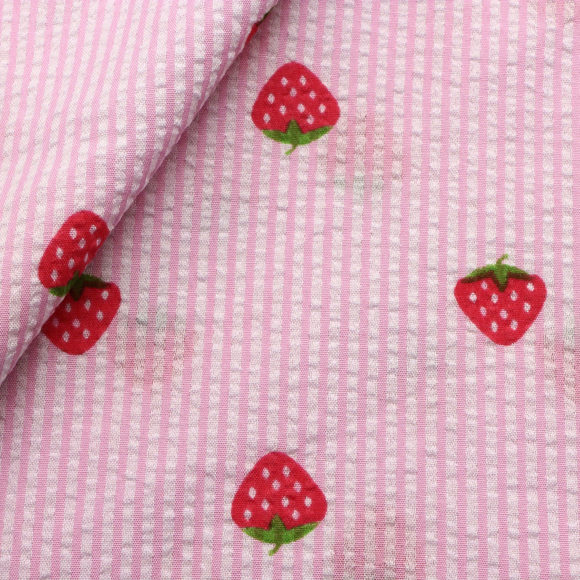 50x150cm 19.68*59in Stripe Strawberry Print Polyester Fabric For Diy Crafts Material For Quilting, Pillow Making, Gift Wrapping, Home Decor, Design Durable Fabric, Diy Wallet Making