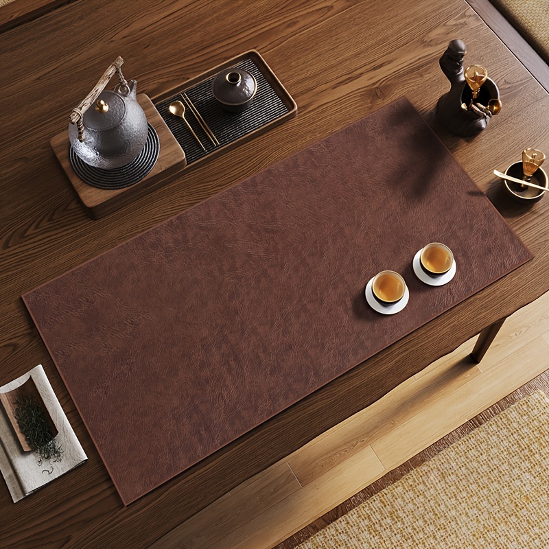 

Chinese-inspired Leather Table Runner - Waterproof, Heat-resistant Tea Mat For Accessories