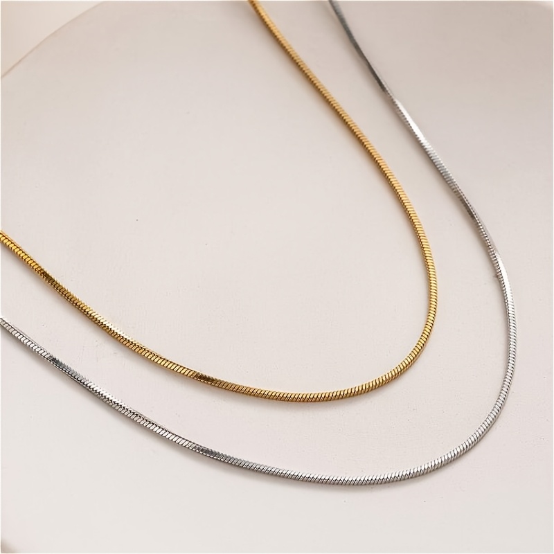 2pcs Exquisite Minimalist Two-Tone Snake Chain Jewelry Set