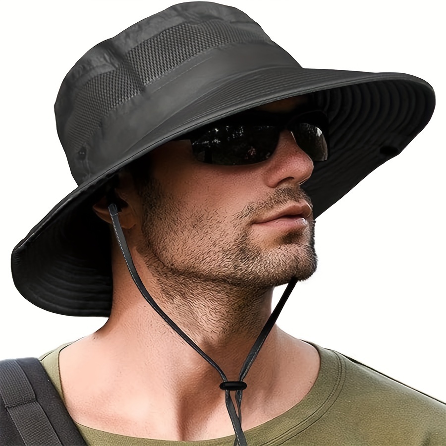 Outdoor UPF50+ Men's Sun Hats -Waterproof Wide Brim Hiking Hats for Men  with uv Protection Army Green at  Men's Clothing store