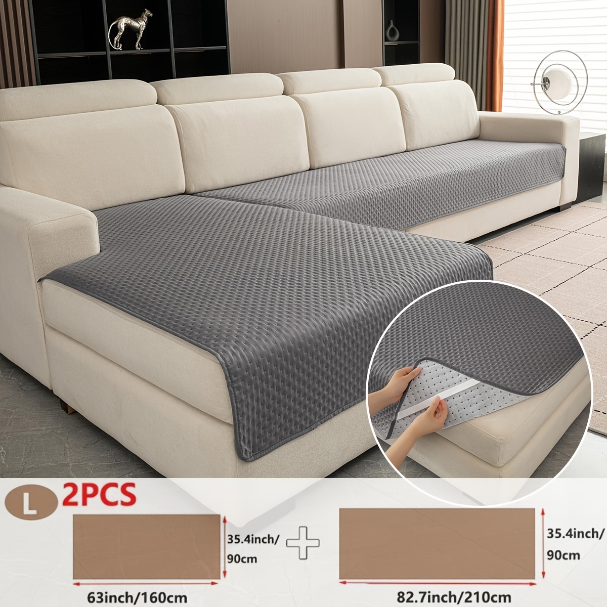 TEMU [starlight] 2pcs Modern Minimalist L-shaped Sofa Covers - Pet-friendly, Soft Fabric With Secure Binding And Non-slip Feature, Machine Washable -