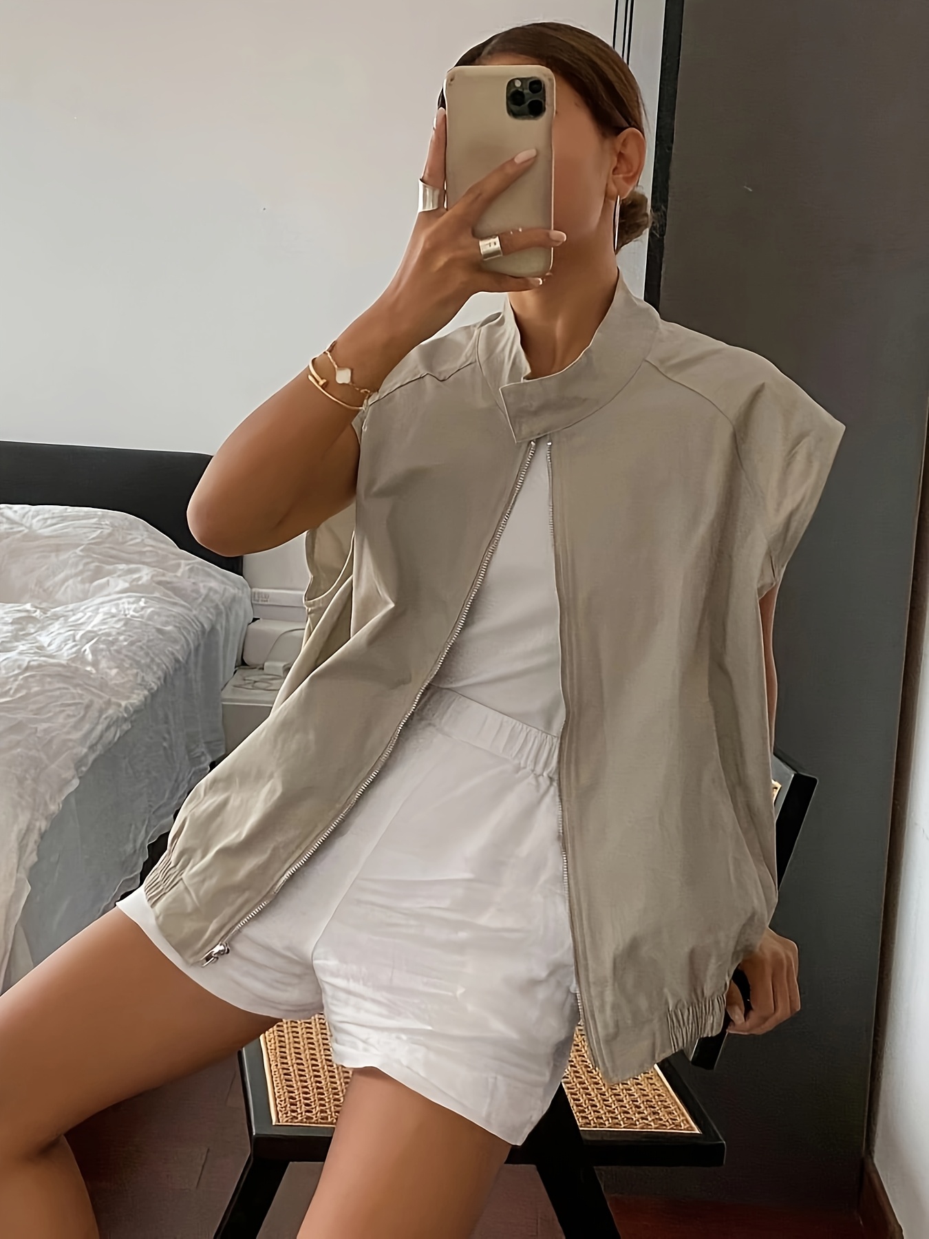 plus size - d086 dmsk jednobarevn voln se zipem a kapsami na lto 0