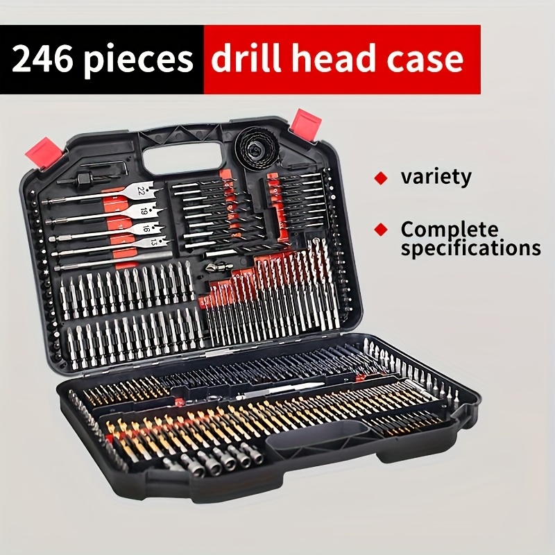 TEMU A 246pcs Set Of Drill From Steel With A Coating, Including Hss Twist Bits And Metal Bits For Drilling And Polishing, Complete With A Storage Box