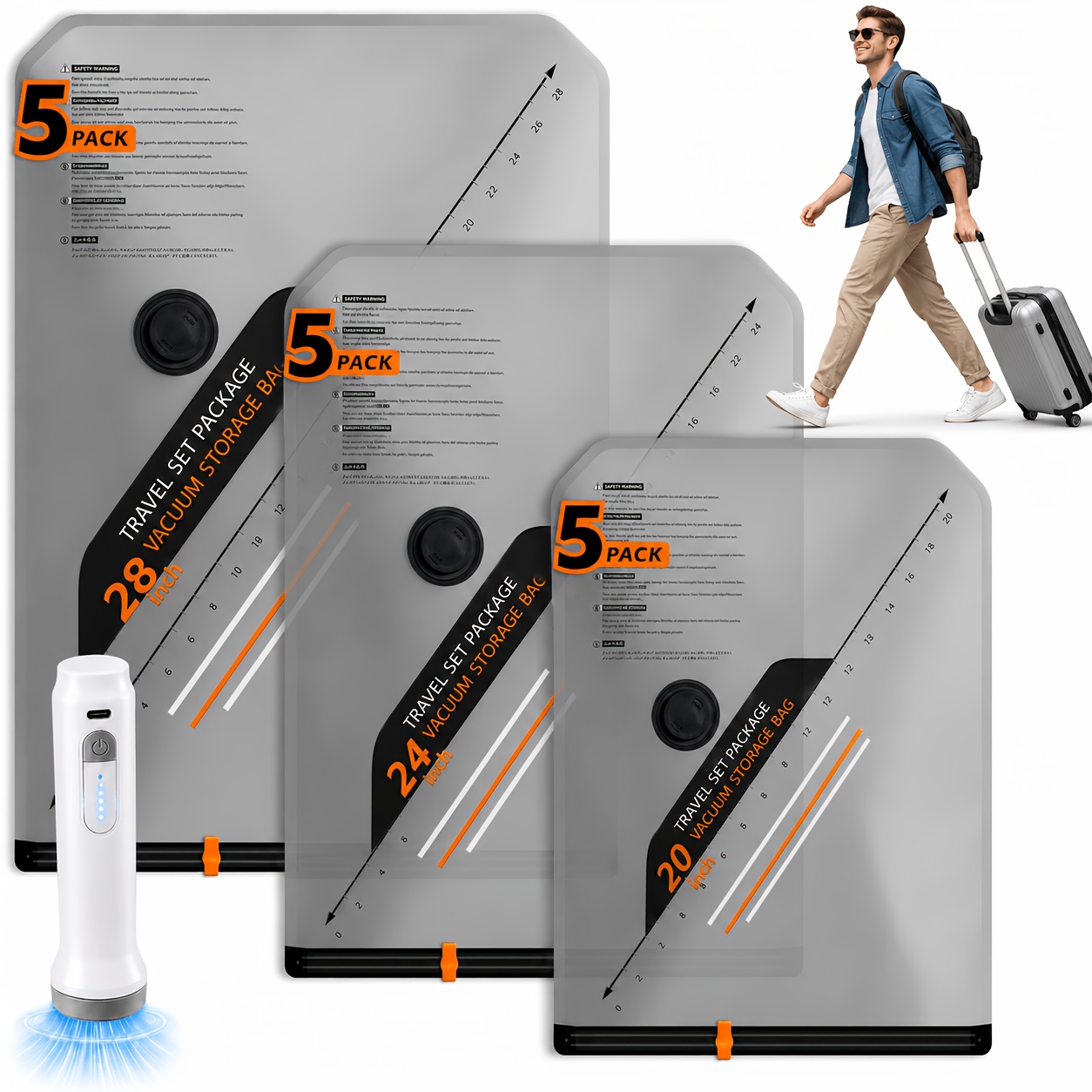 TEMU Rechargeable Wireless Pump Travel Storage Bags Set - Saver Vacuum Compression Packing Seal Bags For Clothes, Blankets, Seasonal Home & Luggage