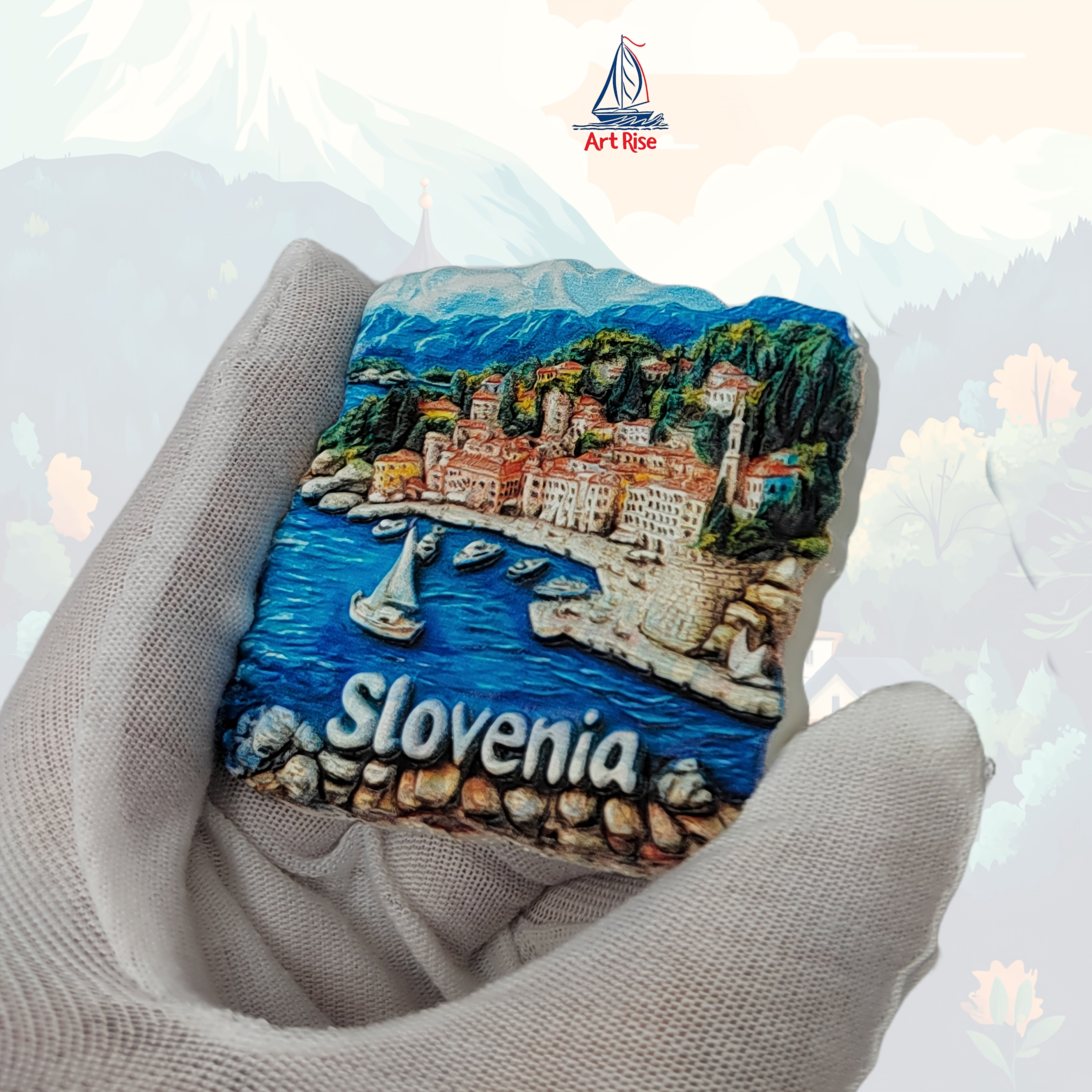 Image of 1pc Slovenia Resin Fridge Magnet, Polystyrene Travel Souvenir, Multipurpose Room & Kitchen Decor, Ideal For Christmas, Halloween, Easter, Hanukkah, Thanksgiving