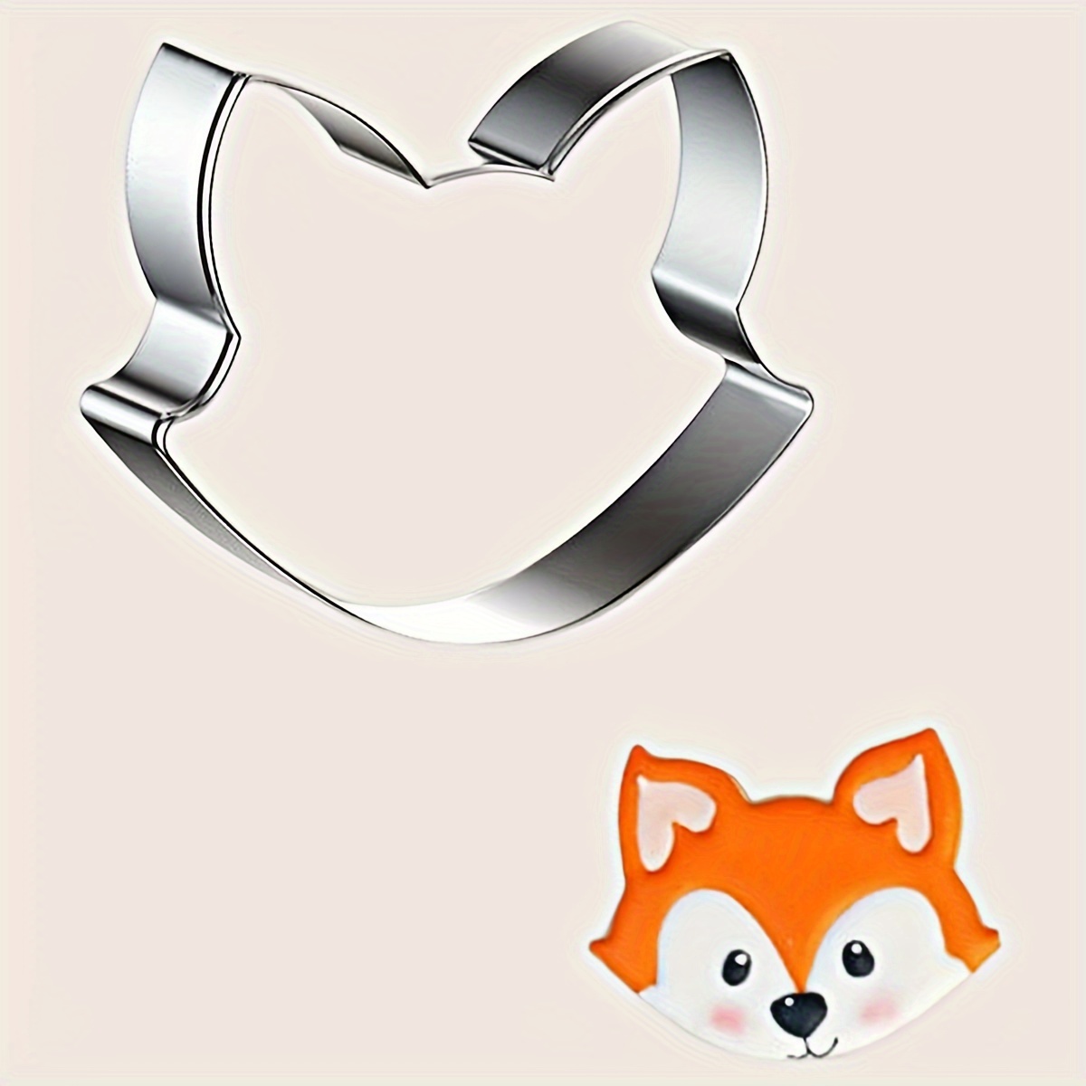 

Stainless Steel Diy Cookie Cutter Set With Cartoon Animal Shapes Of Cow, Fox, Hedgehog For Making Cakes And , Including A Fox-shaped Rice Ball Mold (1 Piece).