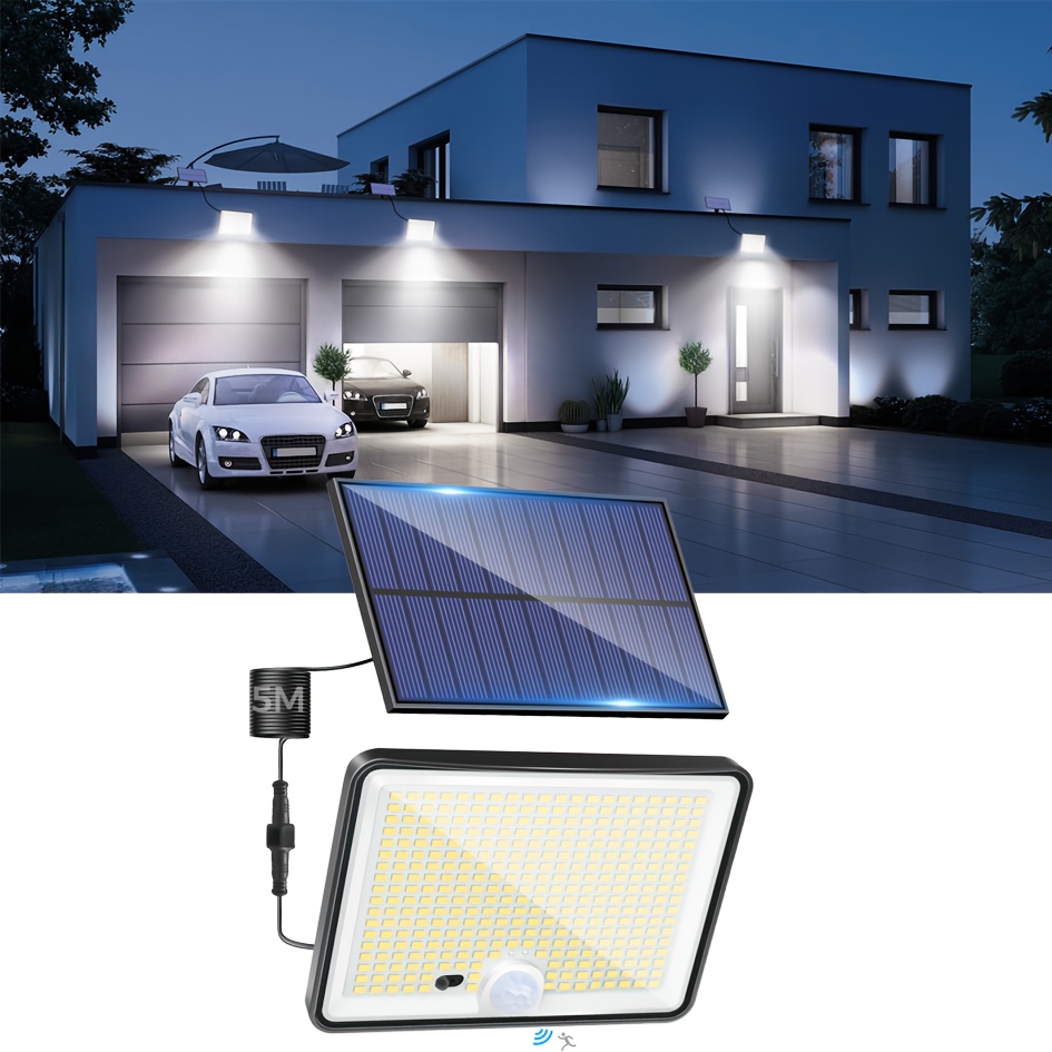 TEMU Portable Solar Outdoor Lights | Solar Garden Lights - 342 Led Waterproof Motion Sensor Outdoor Wall Lights With 120° Lighting Angle For