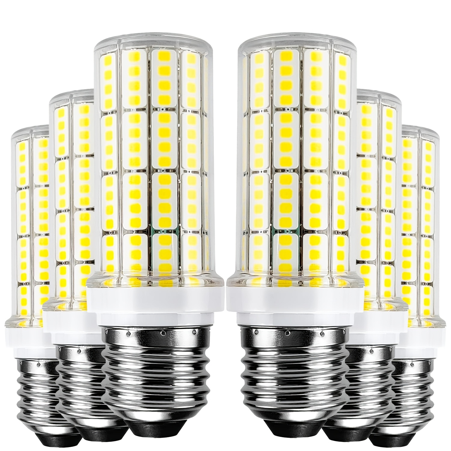 TEMU 6pcs Led Corn Light Bulb 2500 5000k Cool Daylight White 20w E26/e27 Base Ceiling Fan Led Light Bulb For Home Garage Warehouse Indoor Led Corn
