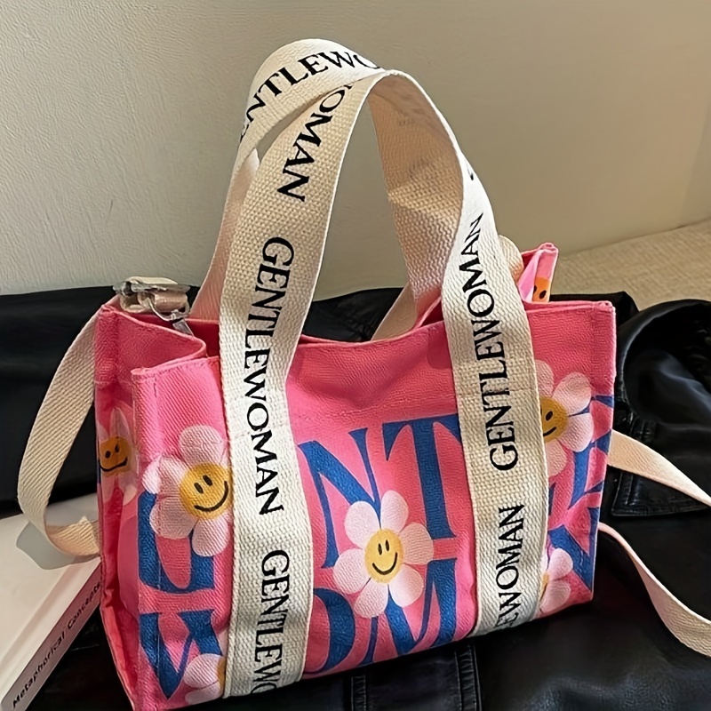 

1pc Women's Casual Floral Shoulder Bag With Removable Strap, Closure, Unlined - Occasion-ready Tote, Handbag | Detachable Strap Tote |