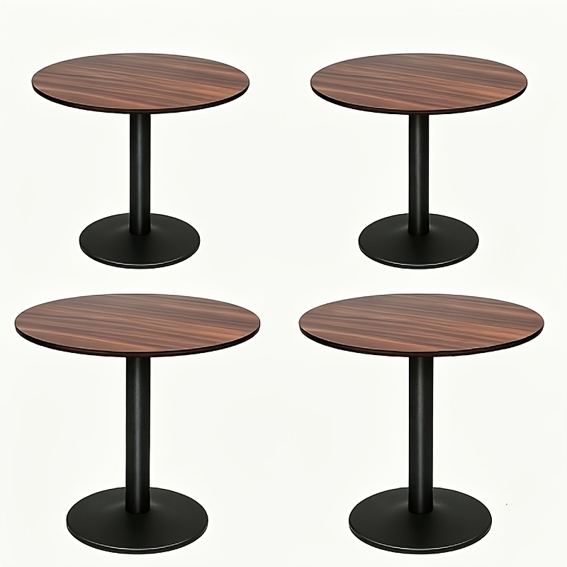 Image of Set Of 4 Round Dining Tables With Wood Tops & Sturdy Metal Base - 70cm Diameter Multi-use Commercial Tables For Restaurants, Cafes, Hotels & Events