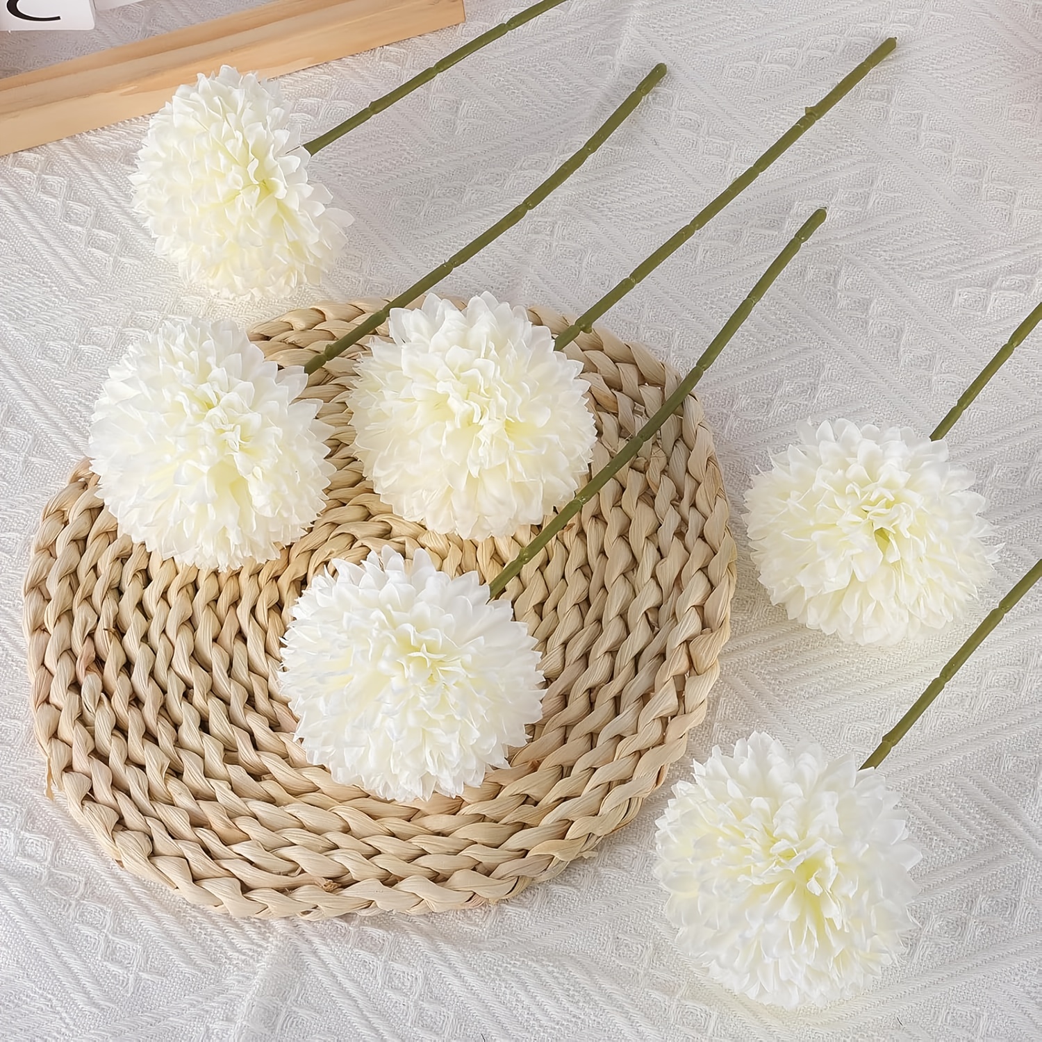 6pcs Artificial Chrysanthemum Flower Ball White Fake Chrysanthemum Spring Flowers Valentine's Day Wedding Home Decoration