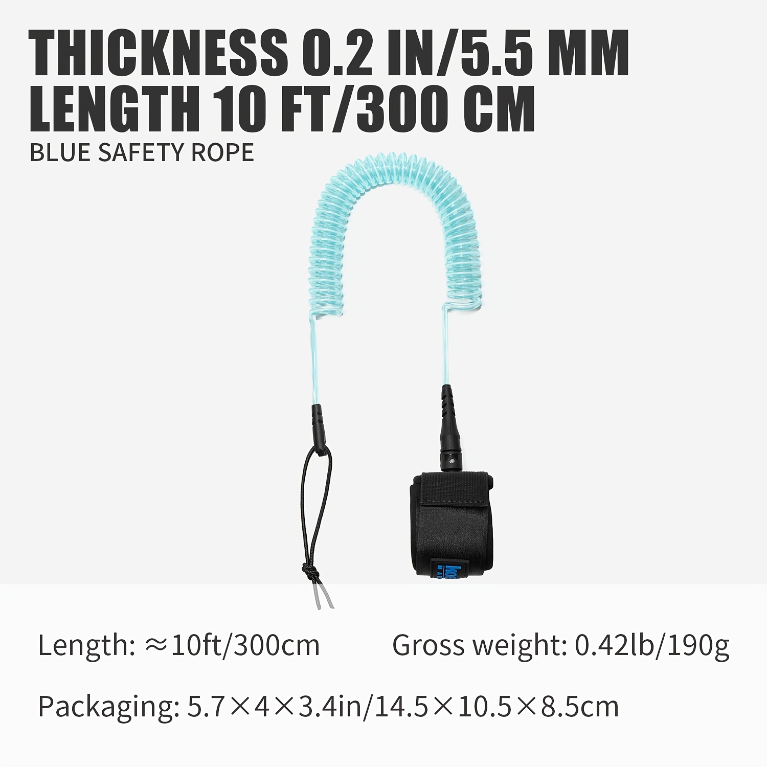 KOETSU SUP Vrvica za desko 10FT 5.5 mm/0.22 in TPU Material Močan kabel z MAGIC TAPE za gleženj in varno prileganje