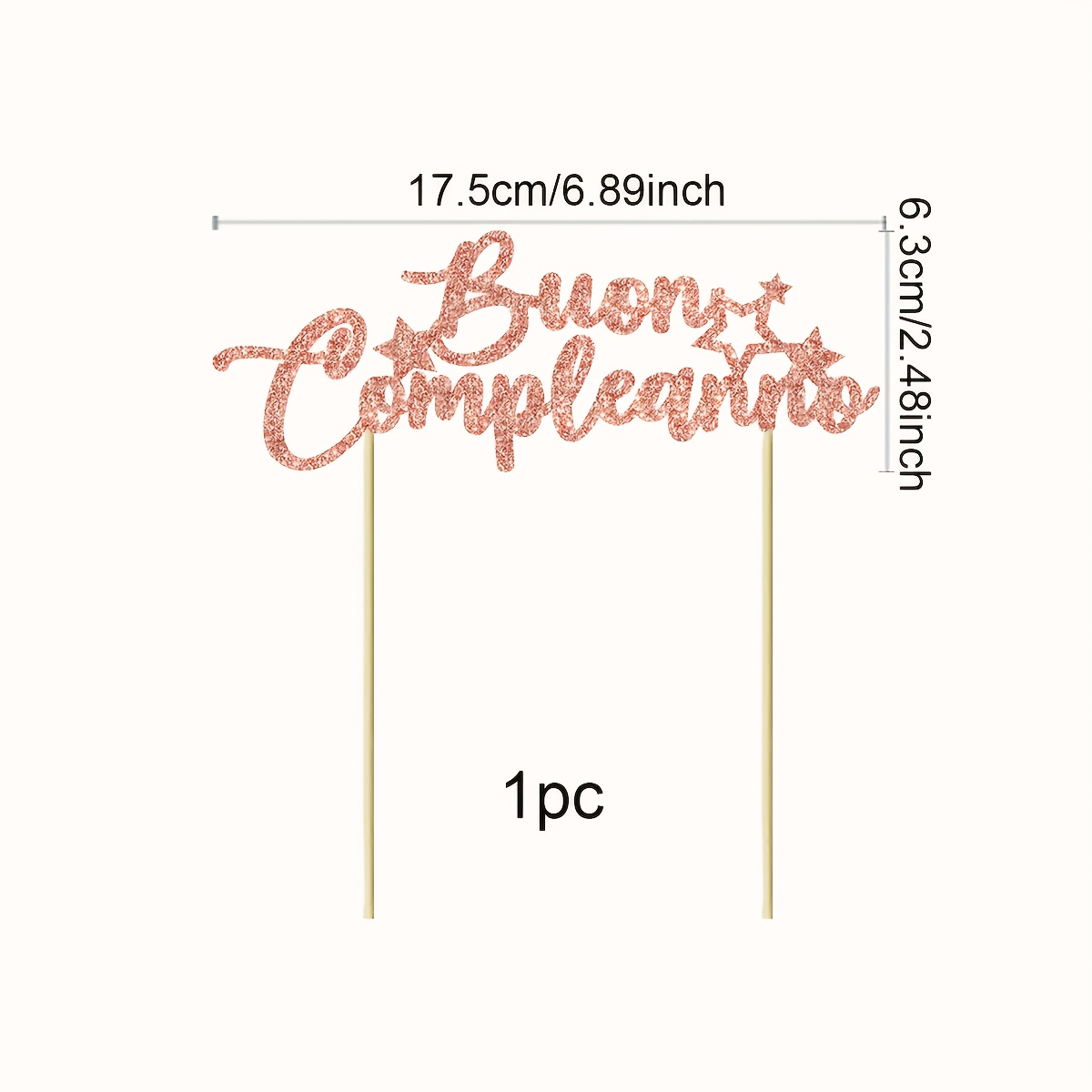 1 Italian "" Cake Topper, Sparkling "happy Birthday" In Italian, For Celebrating Happy Birthday Party Cake Decorations