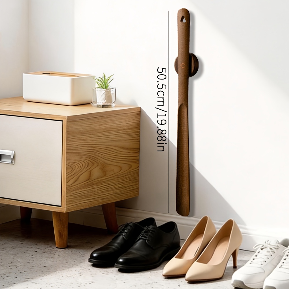 Image of 50.5cm Magnetic Wooden Shoe Horn, Long Handled Shoe Lifter With Magnet For , Durable Wood Shoe Helper
