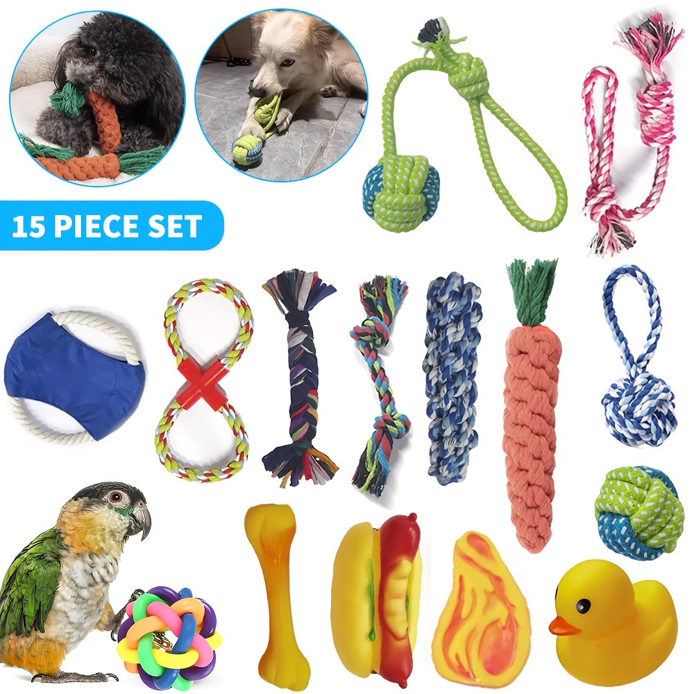 15 Pack Blend Rope Dog Toys for All Breed Sizes